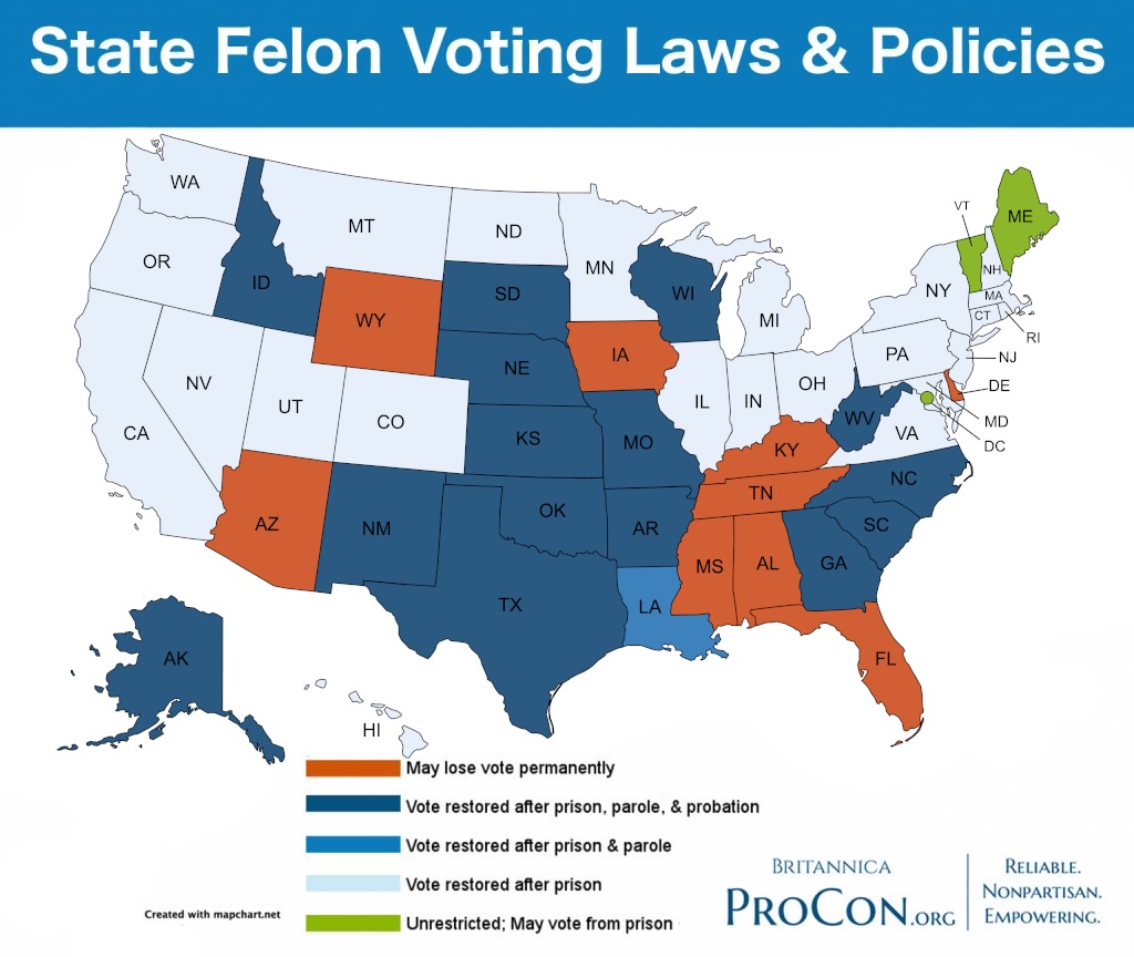 State Felon Voting Laws & Policies